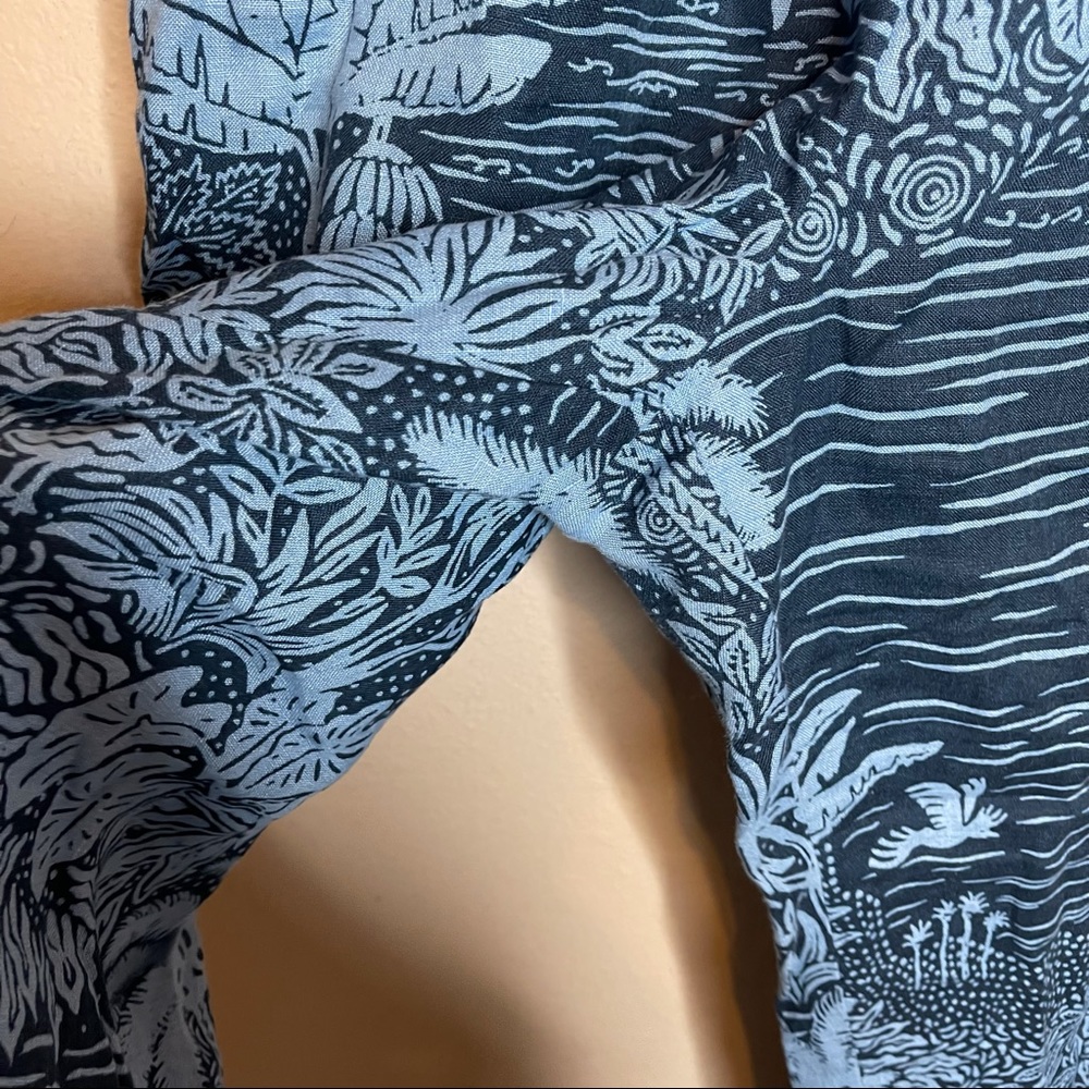 H&M x Desmond & Dempsey Tropical Botanical Print Linen Pants Size 8 - Picture 6 of 7